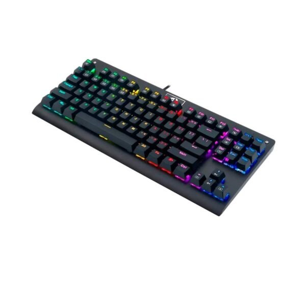 لوحة مفاتيح ميكانيكال للالعاب من ريدراجون K568، مفتاح ازرق، 87 مفتاح تي كي ال باضاءة خلفية بالوان قوس قزح