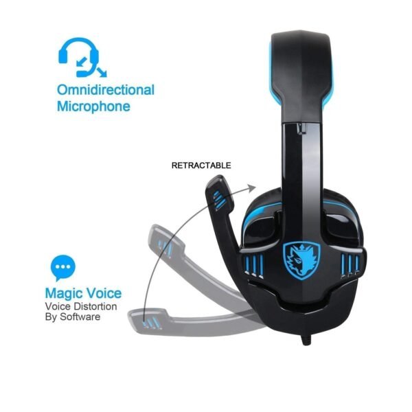 سماعة راس ستيريو للالعاب سادس SA-708 GT 3.5 ملم بميكروفون لاجهزة الكمبيوتر وبلاي ستيشن 4 واللاب توب واكس بوكس لون اسود وازرق [مبيعات]، سلكي، على الأذن