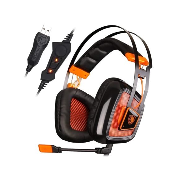 Sades A8 USB 7.1 Virtual Surround Gaming headphone over-ear Headset With Mic, Vibration & LED Light For PC
