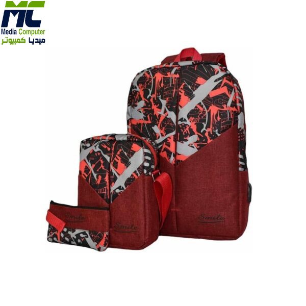شنطة ظهر للاب توب للسفر والمدرسة من سمايل، 3 قطع