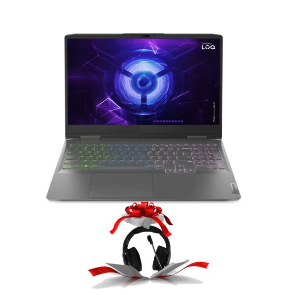 لابتوب لينوفو LOQ 151RH8 – المعالج: Intel Core i5-12450HX , الرامات: 8 جيجا , التخزين: 512 جيجا SSD , كارت الشاشة: 4 جيجا Nvidia GeForce RTX 2050 , الشاشة: 15.6-انش 144 هيرتز + (سماعة راس تيكنو زون K-61 للالعاب)
