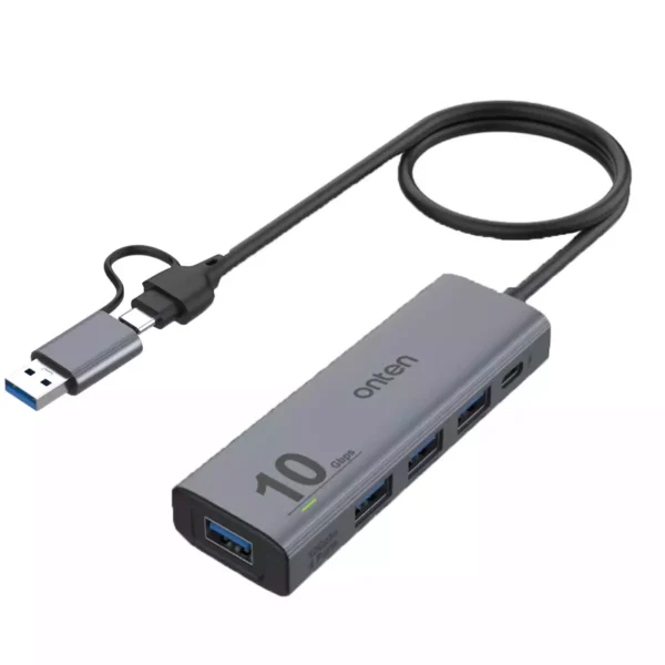 ONTEN UCA611 5 in 2 TypeC + USB to 4-Port USB3.2 Gen 2 10Gbps Aluminum Design
