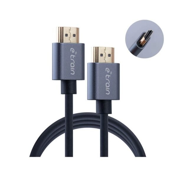 E-train (DC891) HDMI to HDMI Round Cable 4K 1.5M Gold Plated - Gray