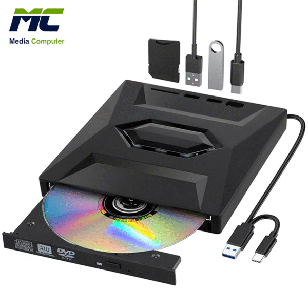 ناسخ أقراص خارجي DVD مع USB3.0 + Type-C (5 في 1)