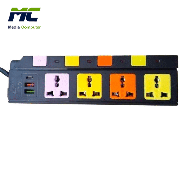 مشترك كهرباء ZERO ZR-26 بأربع مخارج + 2 USB + USB Type-C – بطول 1.5 متر