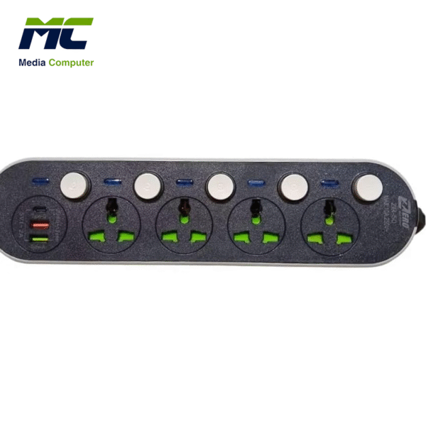 مشترك كهرباء ZERO ZR-50 مع منافذ USB و USB-C أربع مآخذ AC