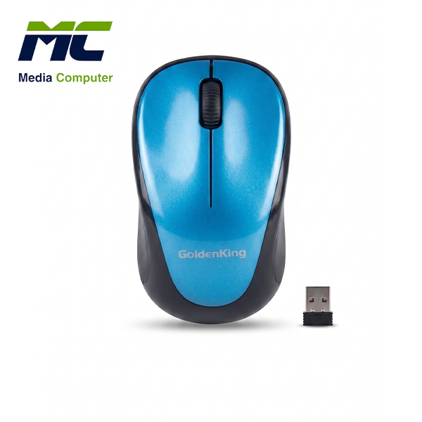 GoldenKing Wireless Optical Mouse - 1200 DPI - Portable Ergonomic Design - Metallic Blue