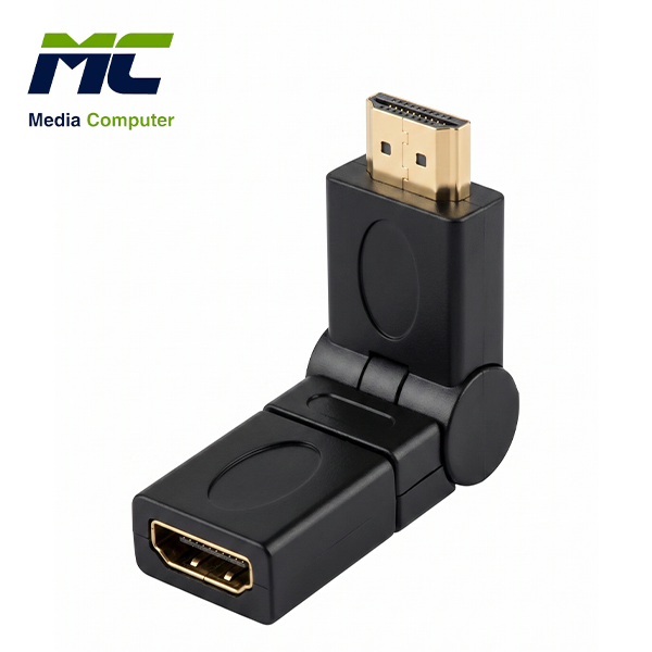 2B Premium Adjustable HDMI Male to Female Swivel Adapter - Flexible Elbow Joiner - Black